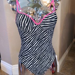 NWT 90s PLAYBOY🐰 BLACK & WHITE ZEBRA ONE PIECE